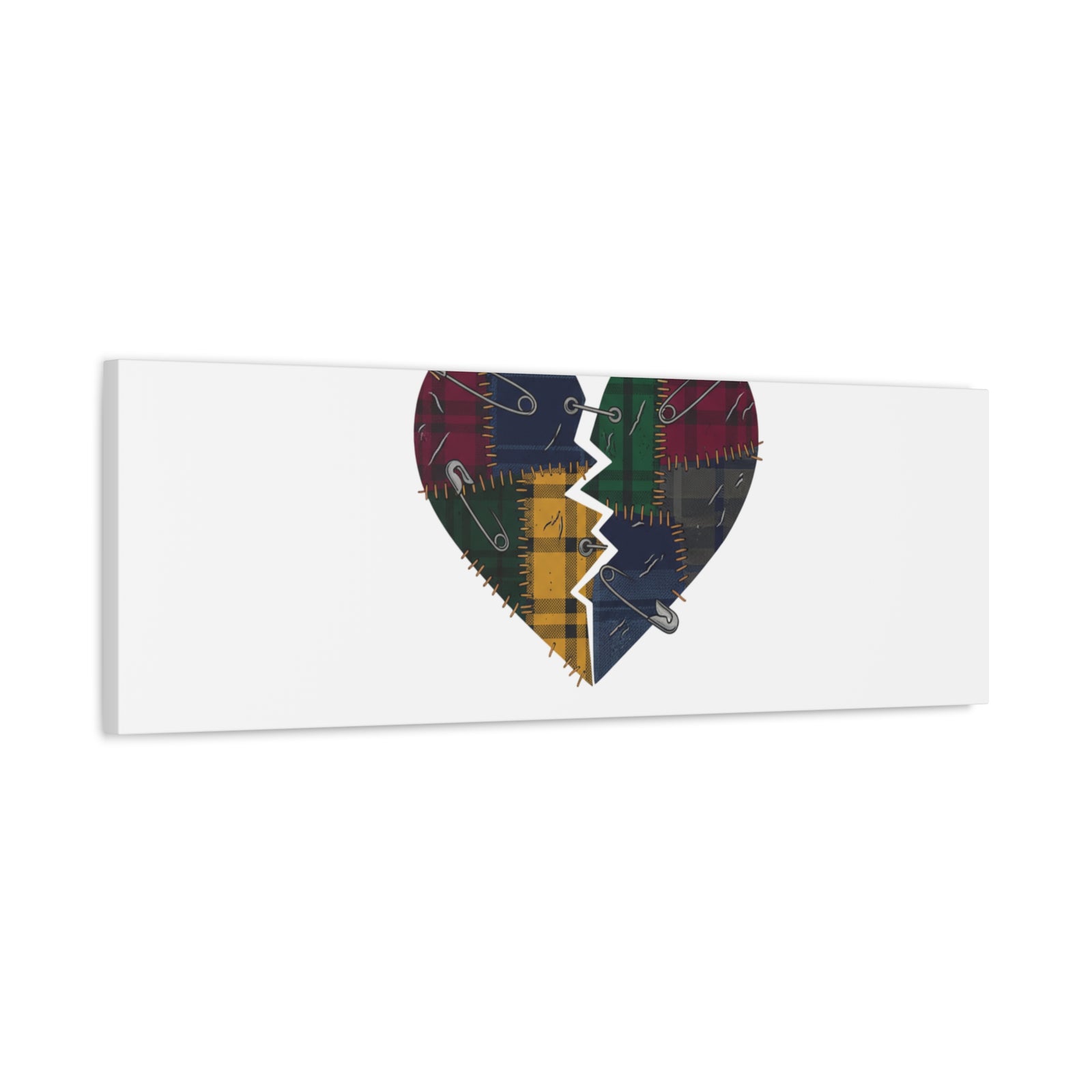 Plaid Patchwork Heart Canvas | Grunge Revival 90s Punk Wall Art