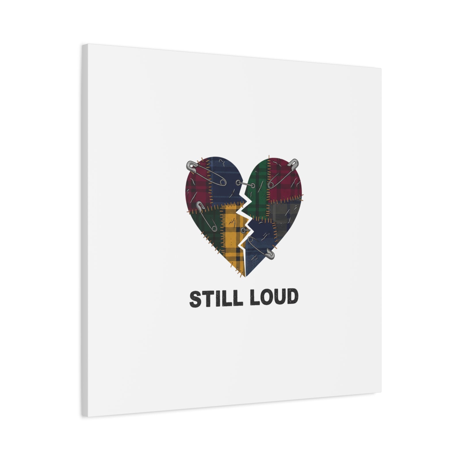 Plaid Patchwork Heart Canvas | Grunge Revival 90s Punk Wall Art
