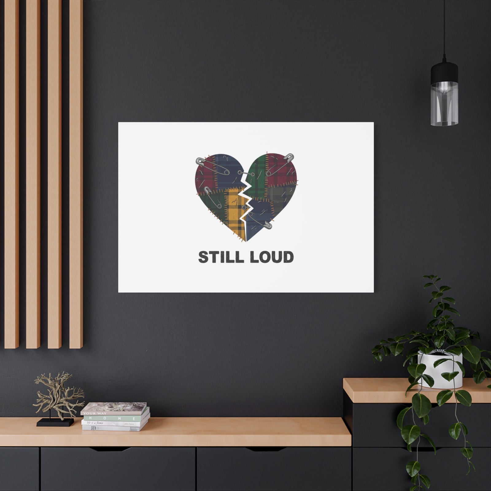 Plaid Patchwork Heart Canvas | Grunge Revival 90s Punk Wall Art