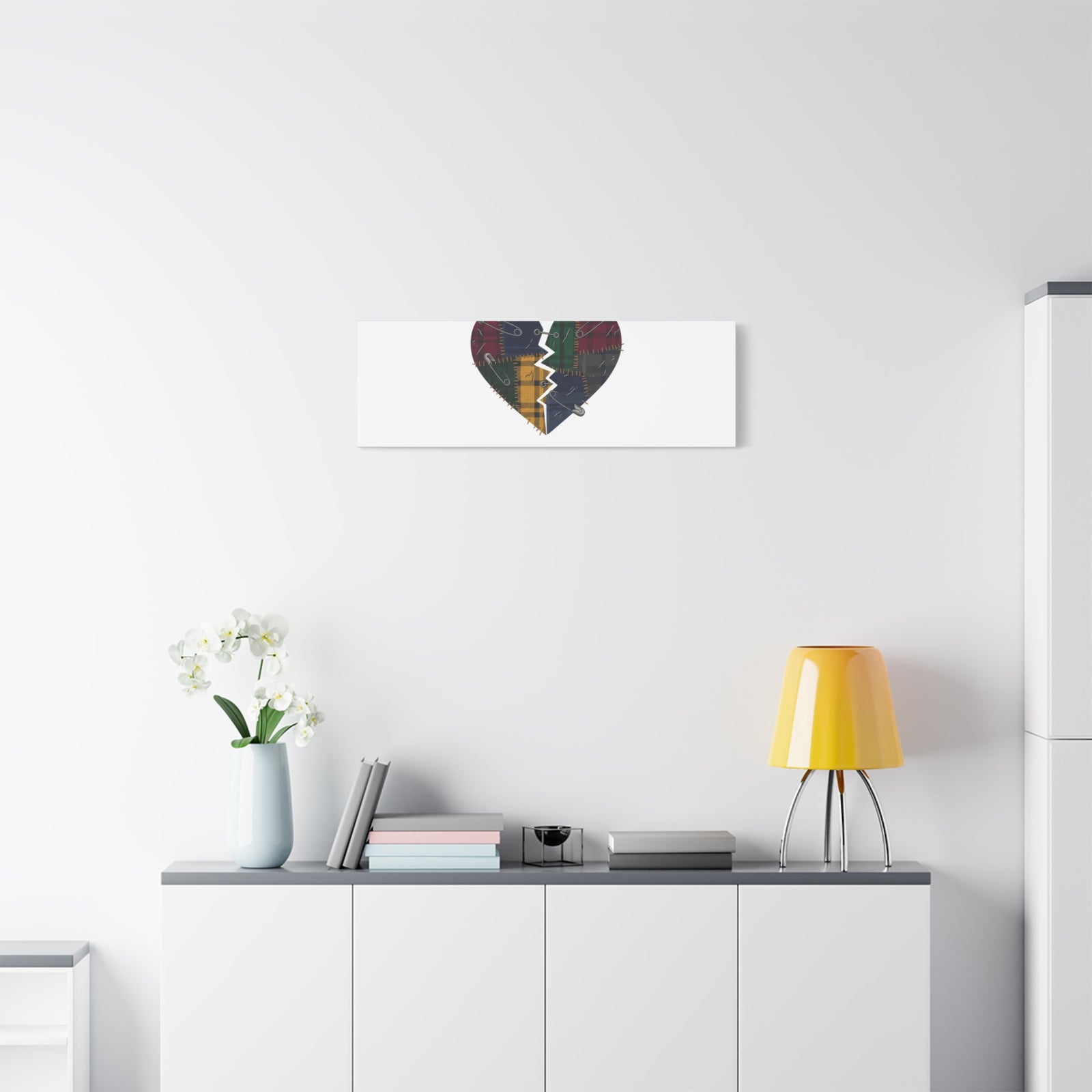 Plaid Patchwork Heart Canvas | Grunge Revival 90s Punk Wall Art