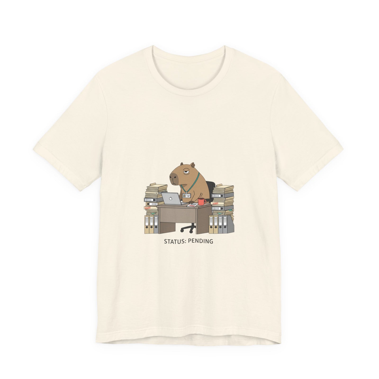 Status Pending Bear Desk Tee | Unhinged Animal Bureaucracy, office animal illustration