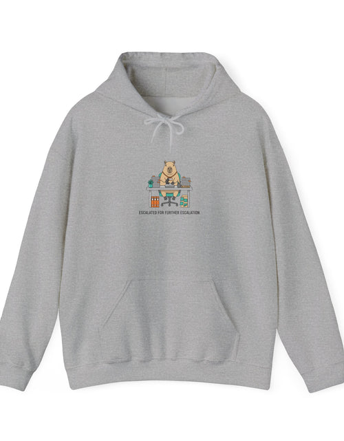 Load image into Gallery viewer, Office Raccoon Watercolor Hoodie | Unhinged Animal Bureaucracy, HR Animal Meme
