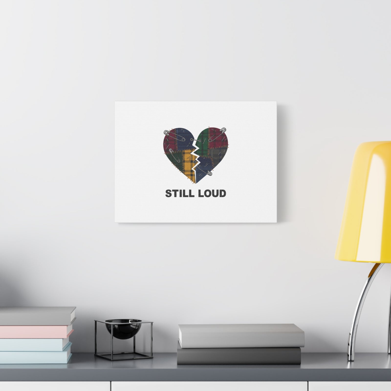Plaid Patchwork Heart Canvas | Grunge Revival 90s Punk Wall Art