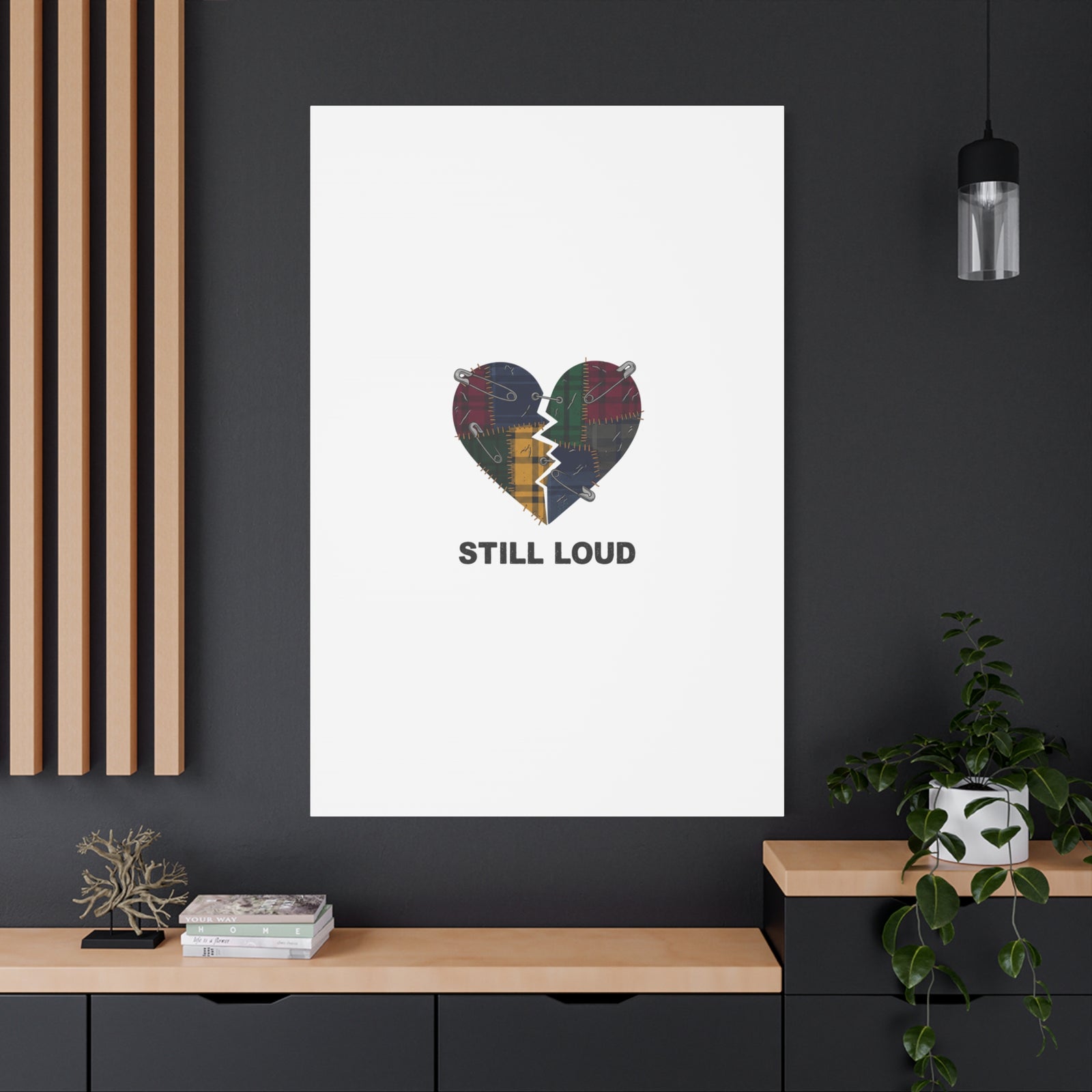 Plaid Patchwork Heart Canvas | Grunge Revival 90s Punk Wall Art