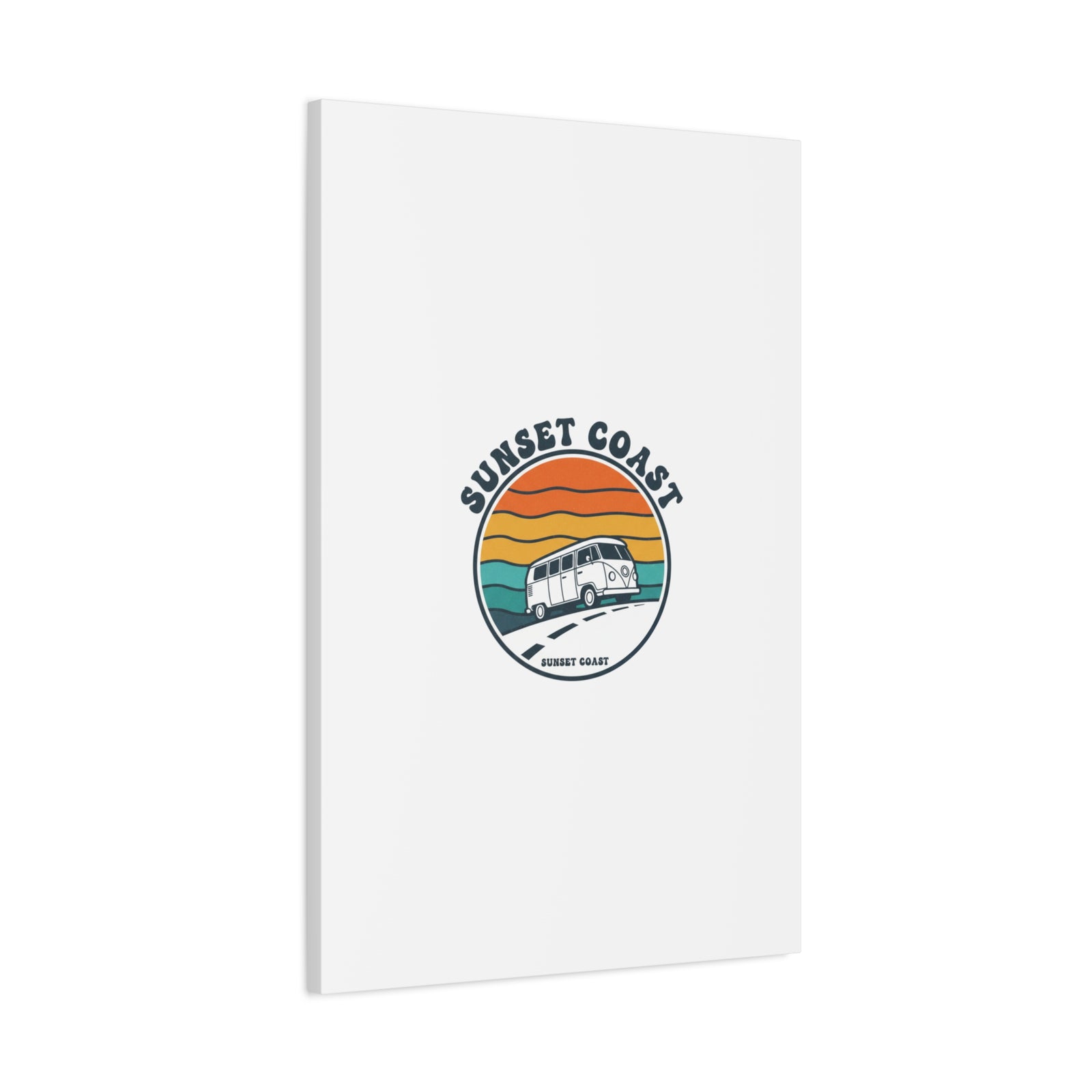 Sunset Coast Retro VW Bus Matte Canvas, 1970s Sunset Palm Poster | Vintage Surf Roadtrip