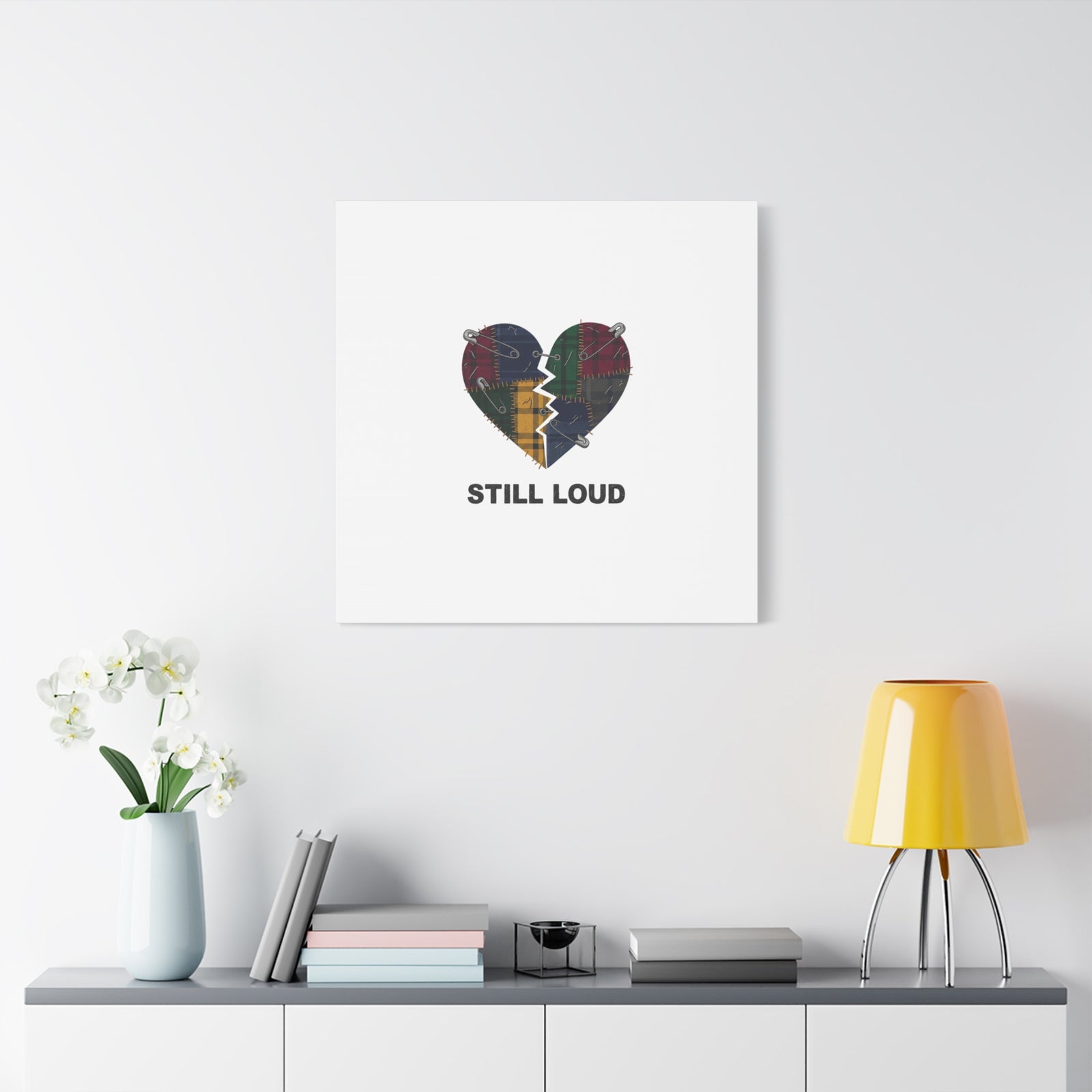 Plaid Patchwork Heart Canvas | Grunge Revival 90s Punk Wall Art