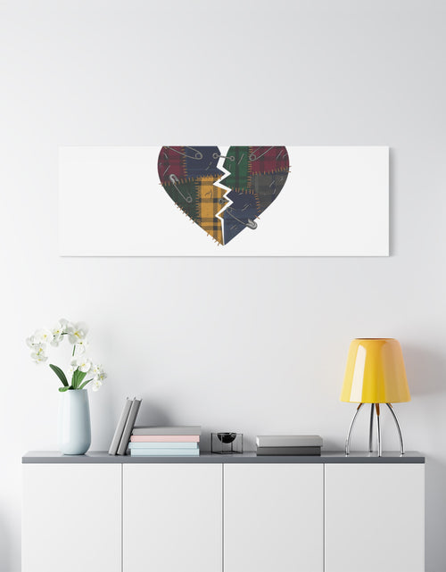 Load image into Gallery viewer, Plaid Patchwork Heart Canvas | Grunge Revival 90s Punk Wall Art
