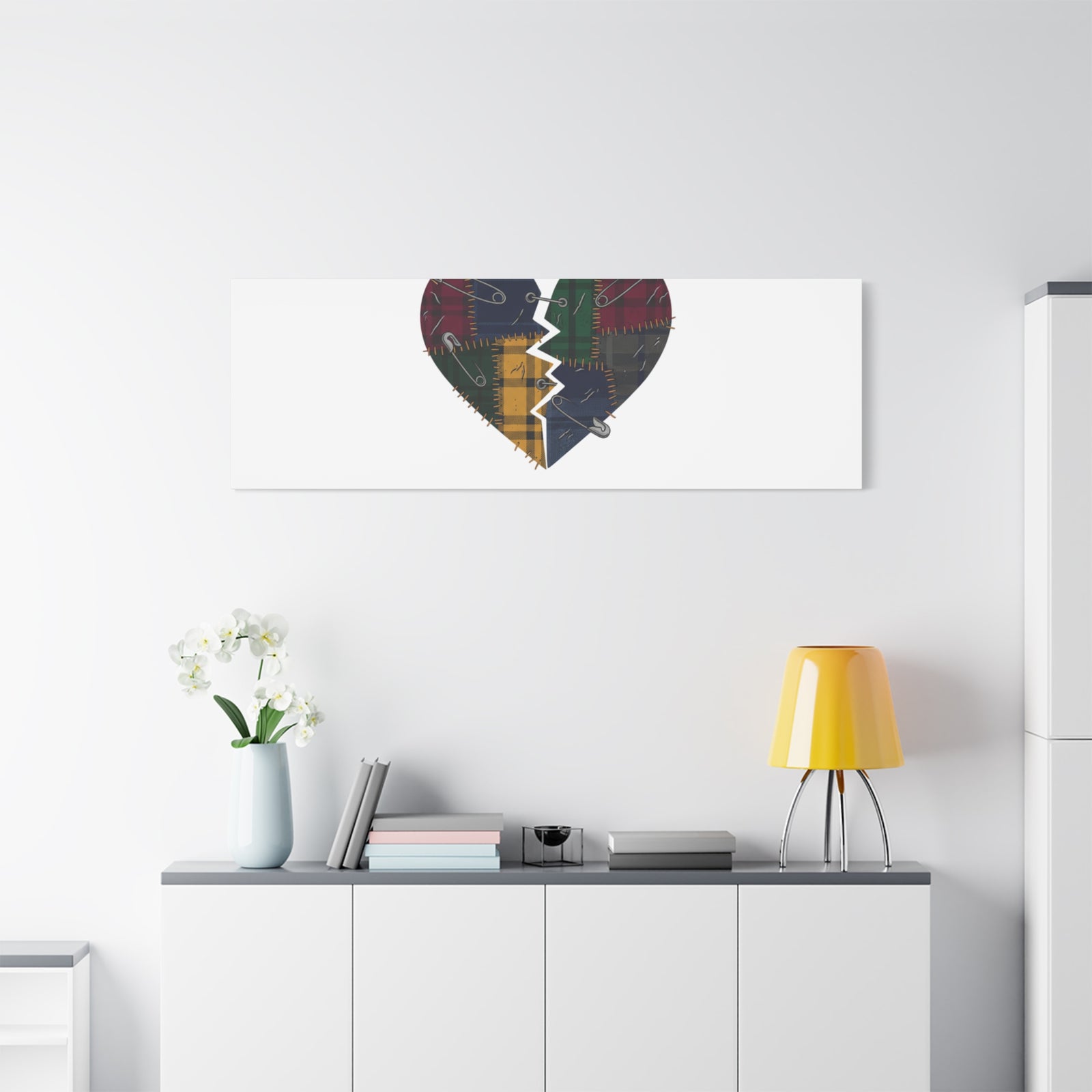 Plaid Patchwork Heart Canvas | Grunge Revival 90s Punk Wall Art