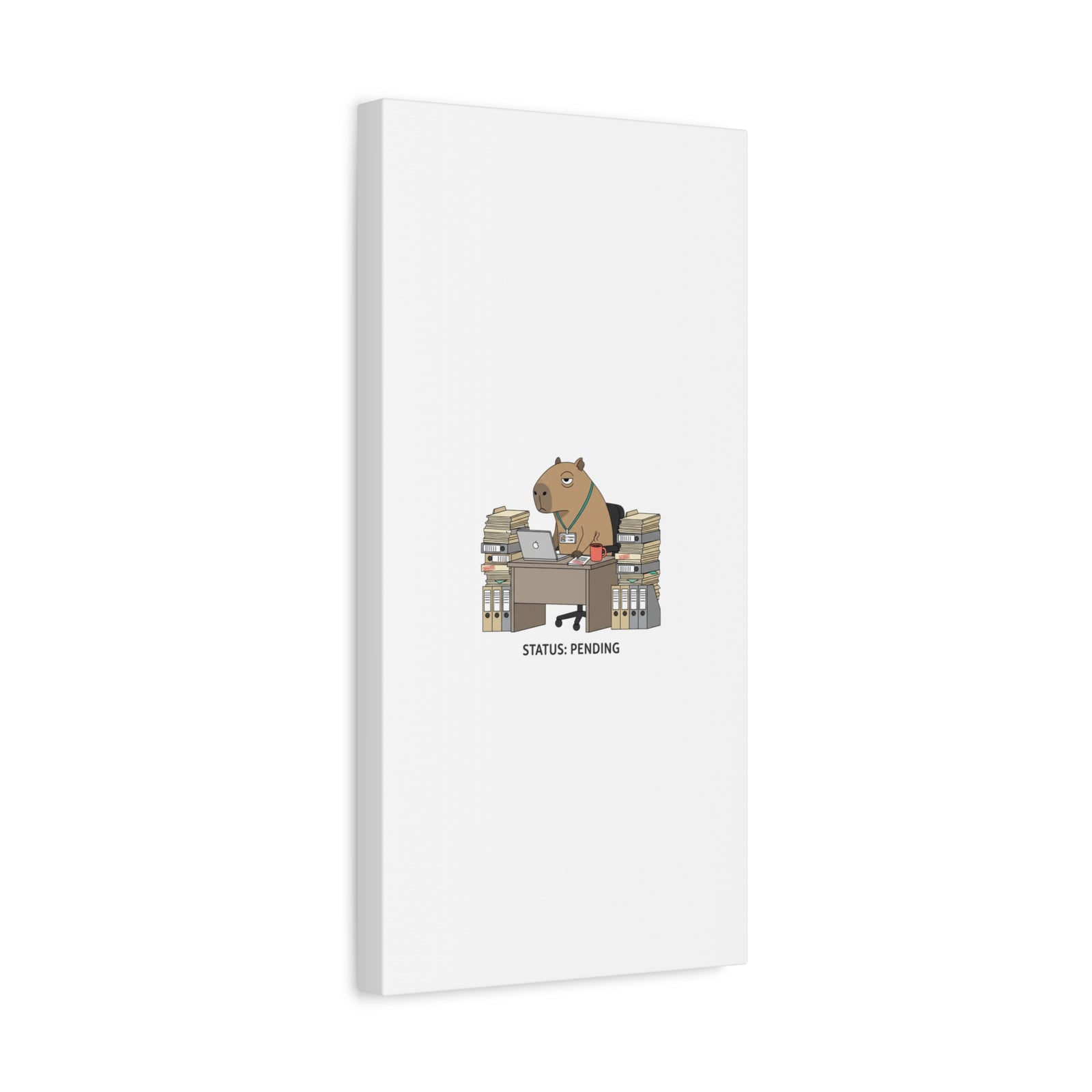 Status: Pending office capybara illustration Canvas | Unhinged Animal Bureaucracy, adulting animal art