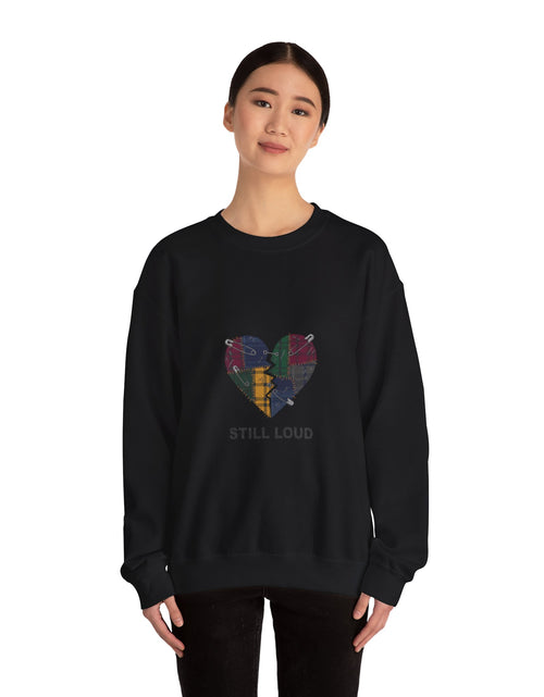 Load image into Gallery viewer, Plaid Broken Heart Crewneck Sweatshirt | Grunge Revival, 90s Flannel Aesthetic

