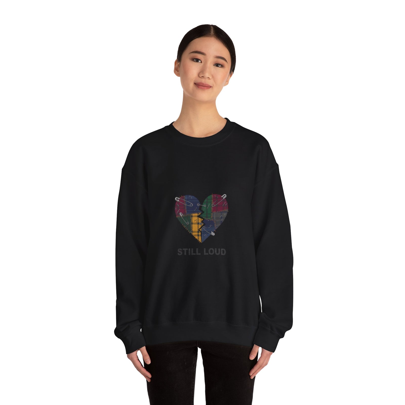 Plaid Broken Heart Crewneck Sweatshirt | Grunge Revival, 90s Flannel Aesthetic