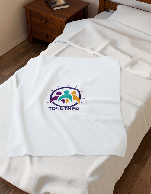 Load image into Gallery viewer, Solidarity Together emblem Velveteen Blanket | equality icon, minimal feminist design
