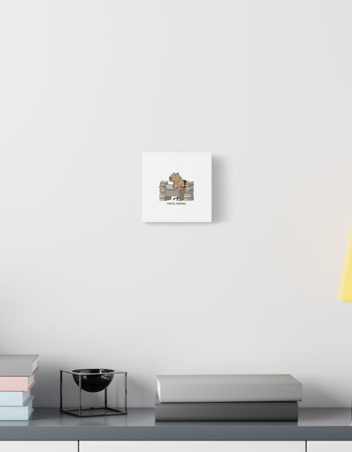 Load image into Gallery viewer, Status: Pending office capybara illustration Canvas | Unhinged Animal Bureaucracy, adulting animal art
