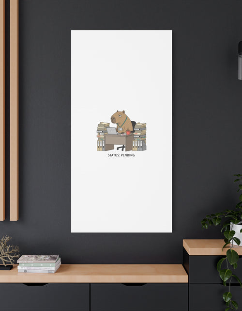 Load image into Gallery viewer, Status: Pending office capybara illustration Canvas | Unhinged Animal Bureaucracy, adulting animal art
