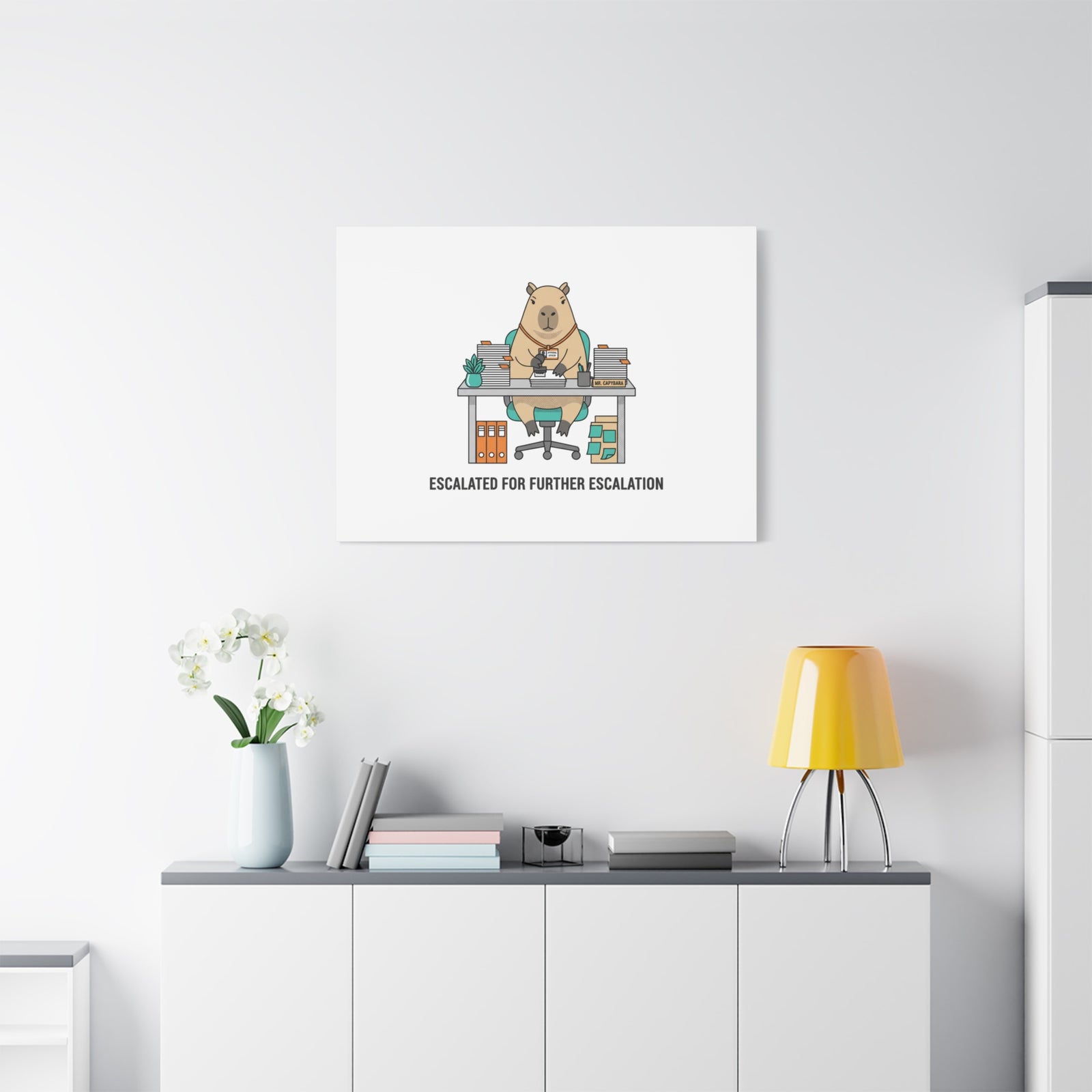 Escalated for Further Escalation Canvas | Unhinged Animal Bureaucracy, Office Animal Illustration