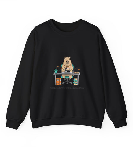 Escalated for Further Escalation Sweatshirt | office raccoon, animal HR meme