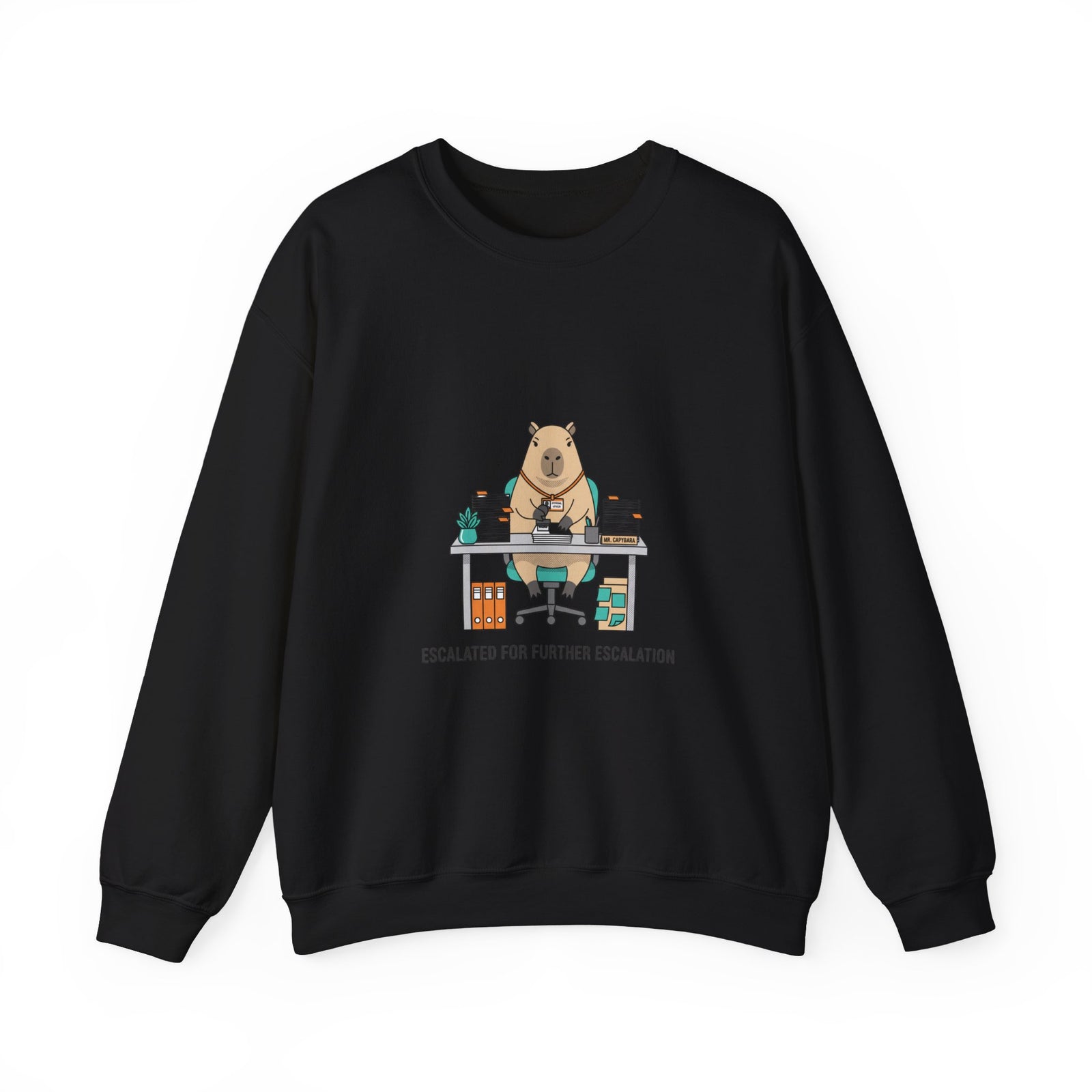 Escalated for Further Escalation Sweatshirt | office raccoon, animal HR meme