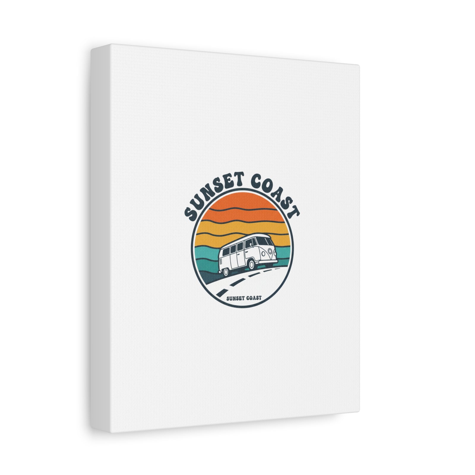 Sunset Coast Retro VW Bus Matte Canvas, 1970s Sunset Palm Poster | Vintage Surf Roadtrip