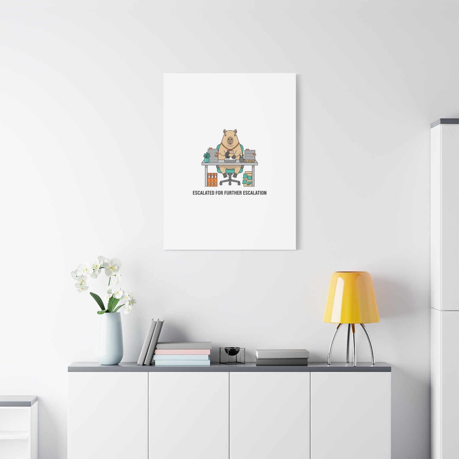 Escalated for Further Escalation Canvas | Unhinged Animal Bureaucracy, Office Animal Illustration