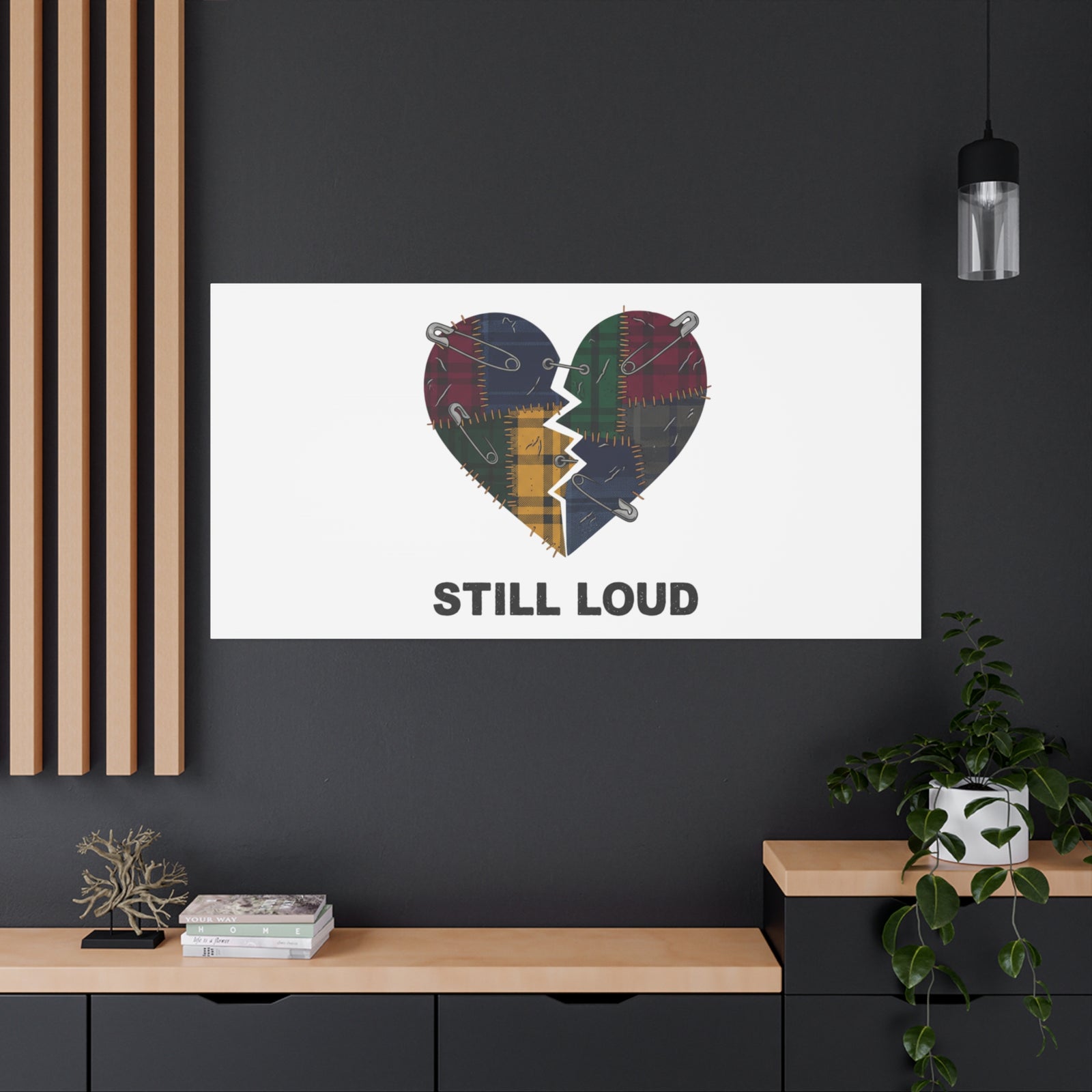 Plaid Patchwork Heart Canvas | Grunge Revival 90s Punk Wall Art