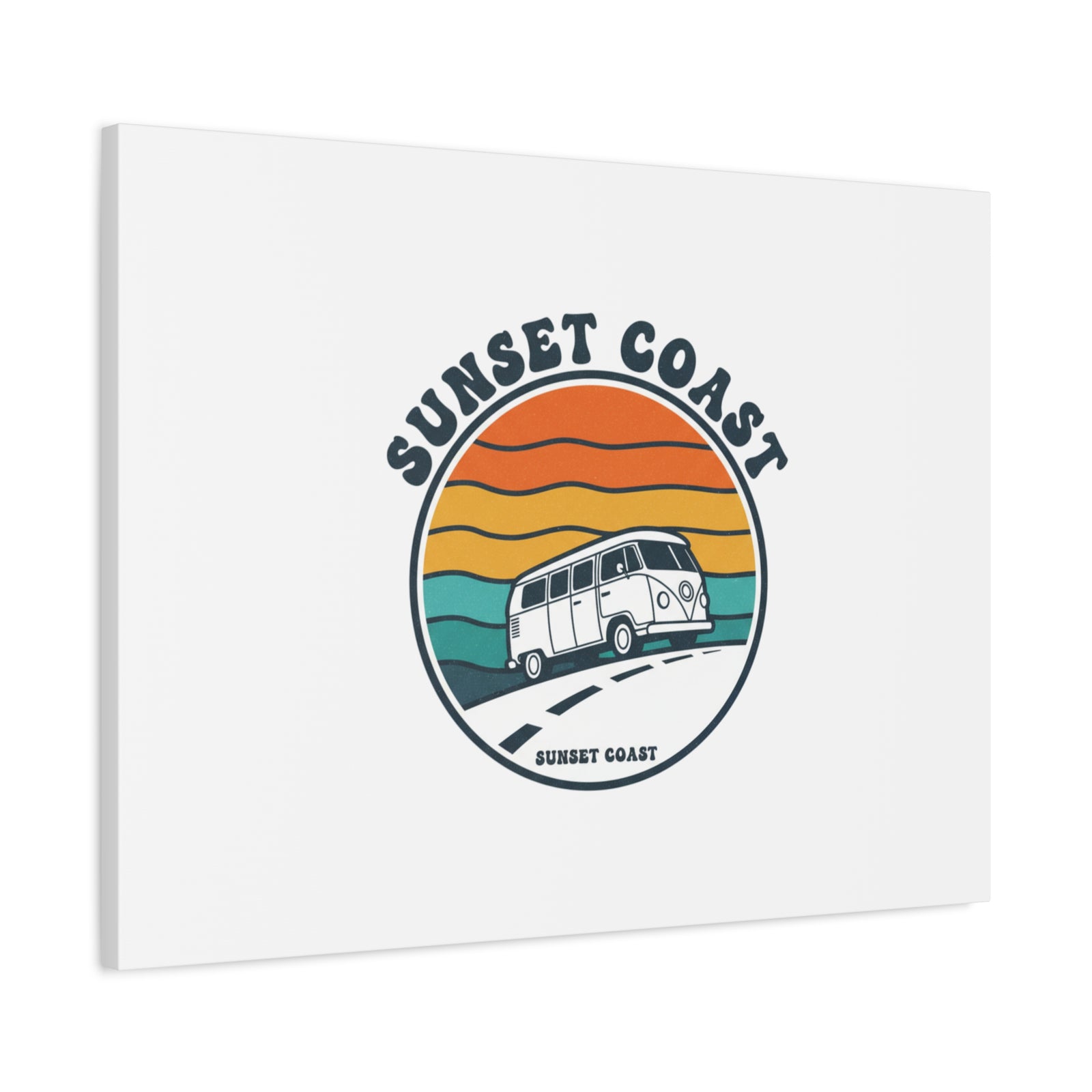 Sunset Coast Retro VW Bus Matte Canvas, 1970s Sunset Palm Poster | Vintage Surf Roadtrip