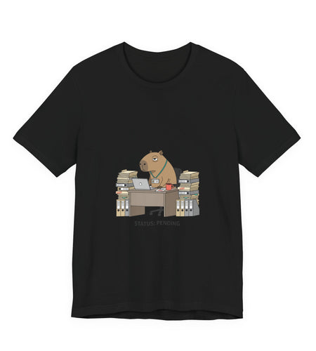 Status Pending Bear Desk Tee | Unhinged Animal Bureaucracy, office animal illustration