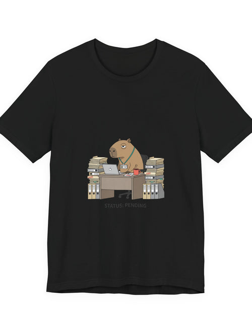 Load image into Gallery viewer, Status Pending Bear Desk Tee | Unhinged Animal Bureaucracy, office animal illustration
