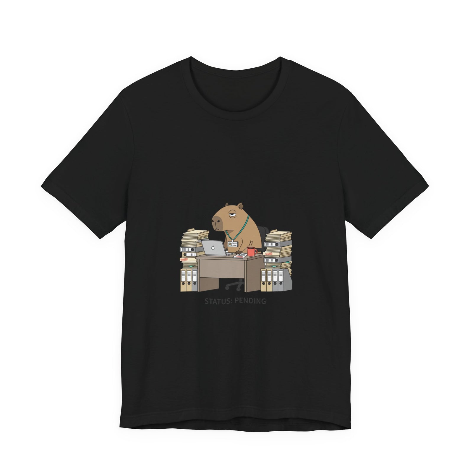 Status Pending Bear Desk Tee | Unhinged Animal Bureaucracy, office animal illustration