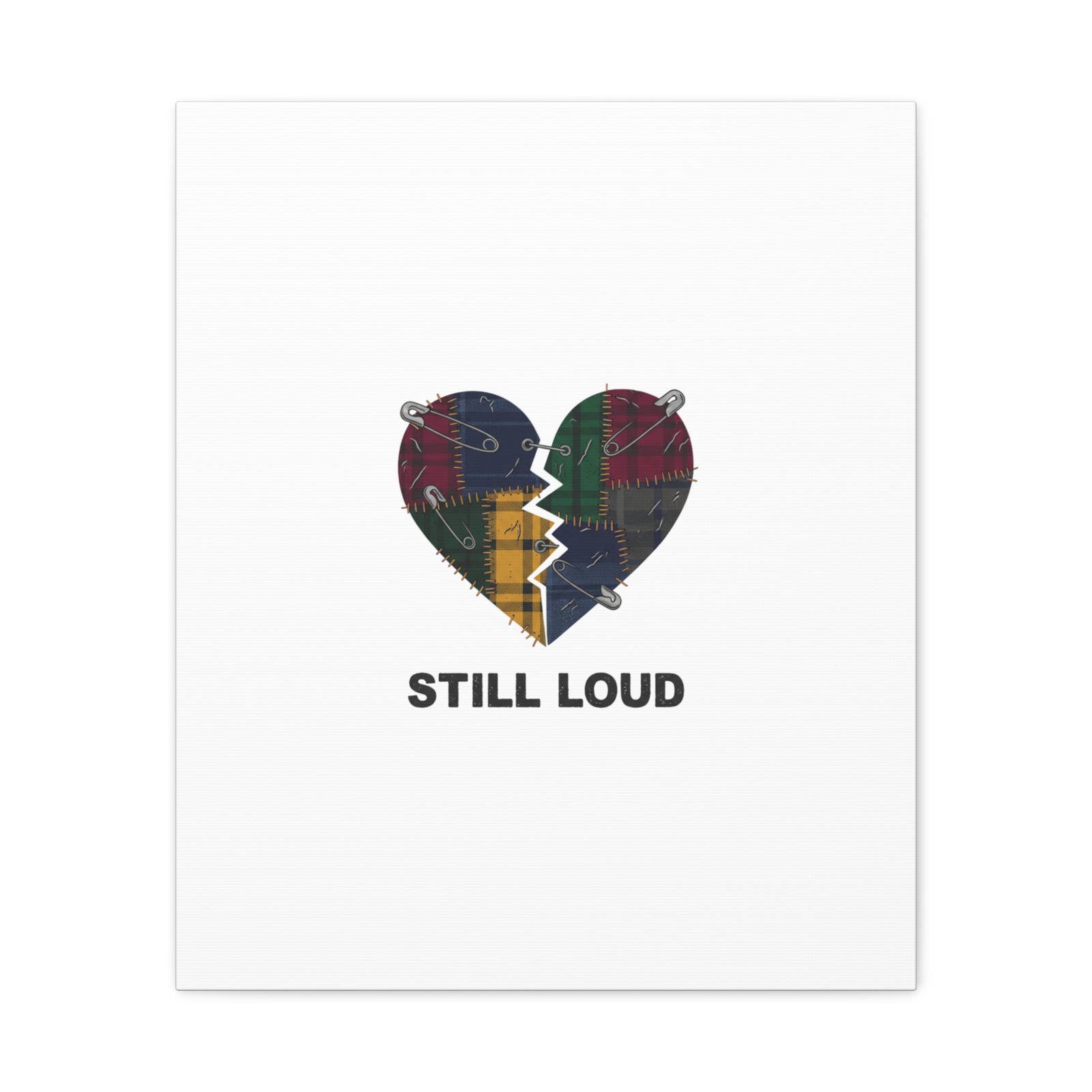 Plaid Patchwork Heart Canvas | Grunge Revival 90s Punk Wall Art