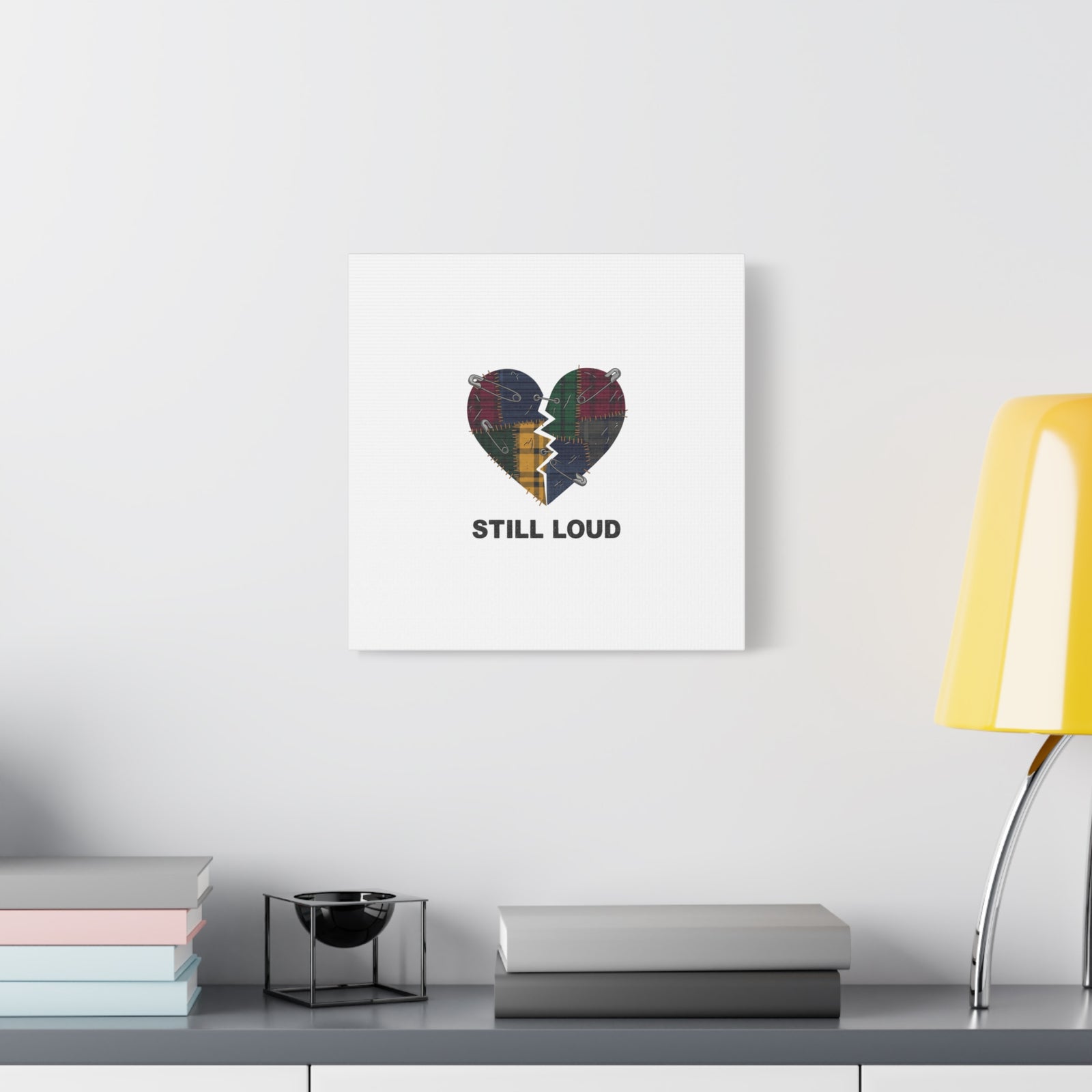 Plaid Patchwork Heart Canvas | Grunge Revival 90s Punk Wall Art