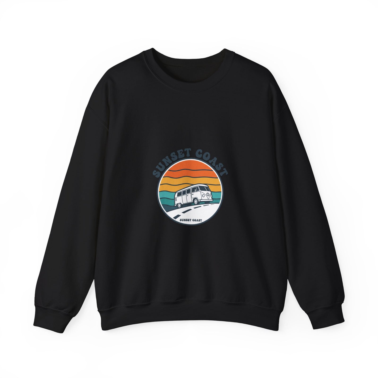 Sunset Coast VW Van Crewneck Sweatshirt | 70s Sunset Retro Surf Graphic