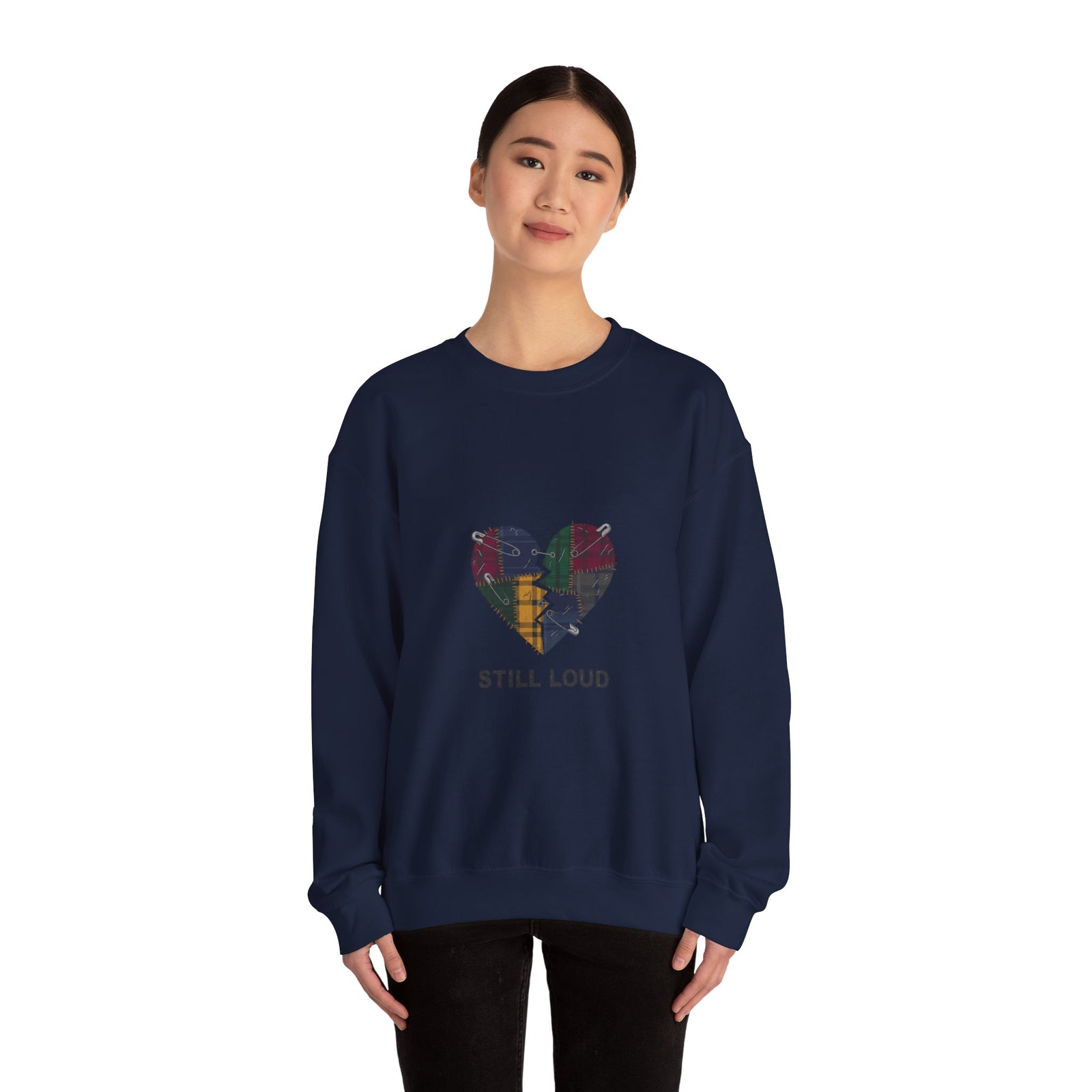 Plaid Broken Heart Crewneck Sweatshirt | Grunge Revival, 90s Flannel Aesthetic