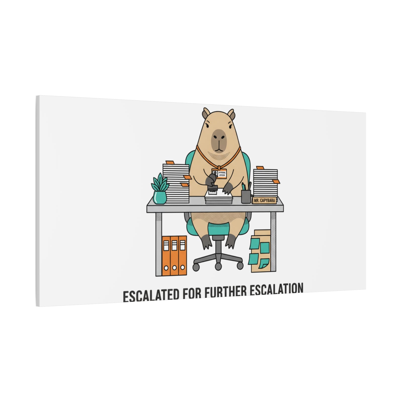 Escalated for Further Escalation Canvas | Unhinged Animal Bureaucracy, Office Animal Illustration
