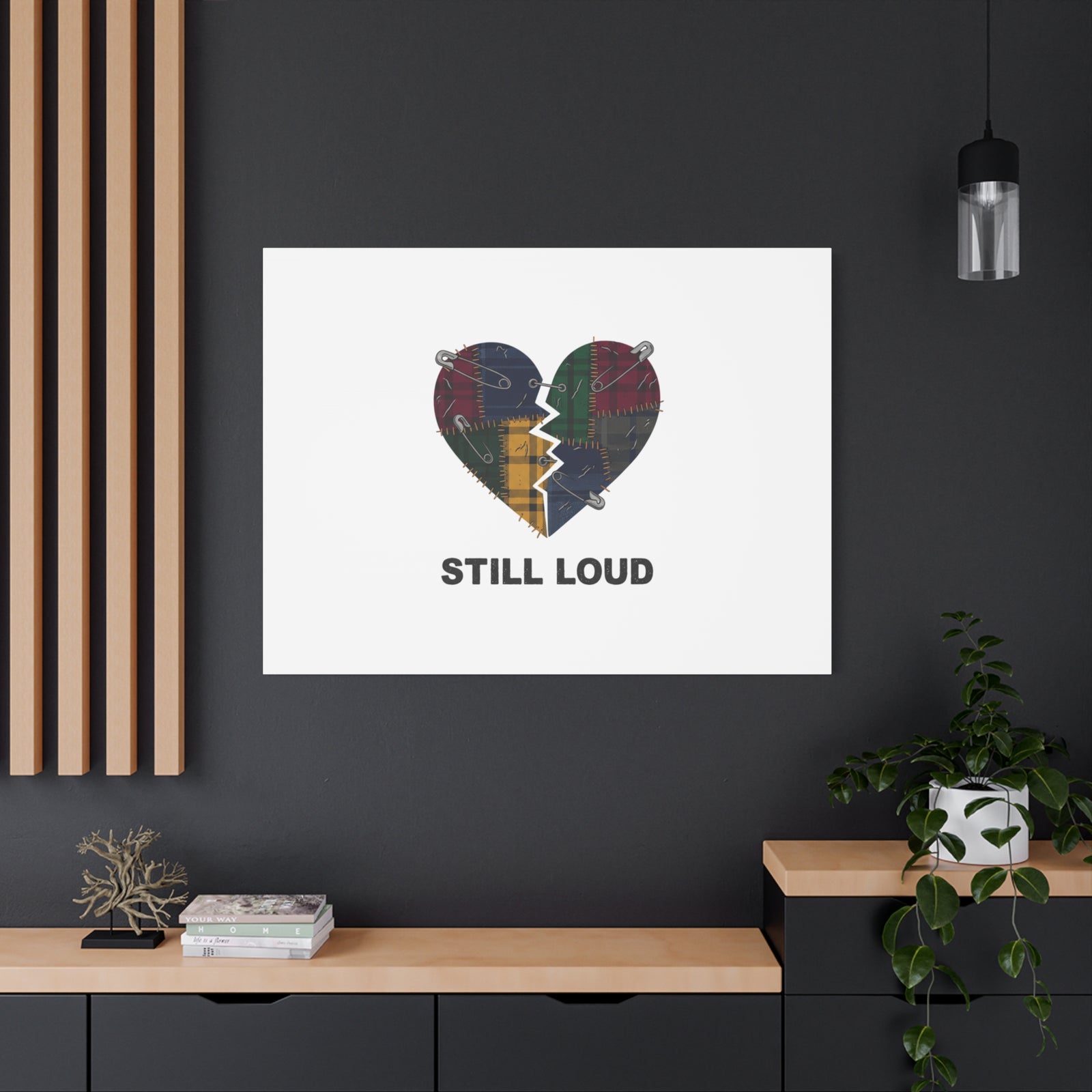 Plaid Patchwork Heart Canvas | Grunge Revival 90s Punk Wall Art