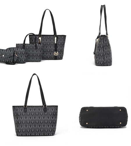 Alexy Women'S Tote Bag, Small Tote Bag, Pouch Purse & Wristlet Wallet Bag 4 Pcs Handbag Set by Mia K - White