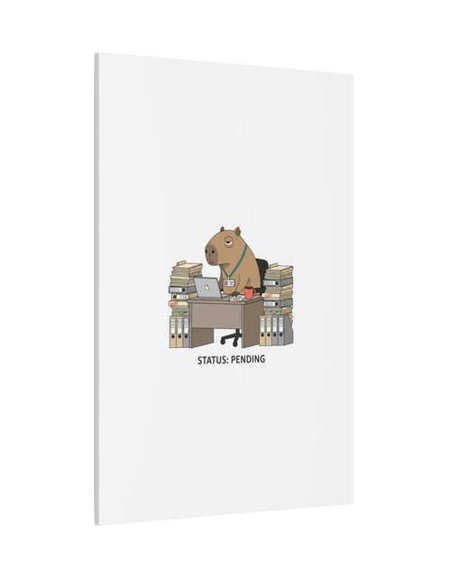 Load image into Gallery viewer, Status: Pending office capybara illustration Canvas | Unhinged Animal Bureaucracy, adulting animal art
