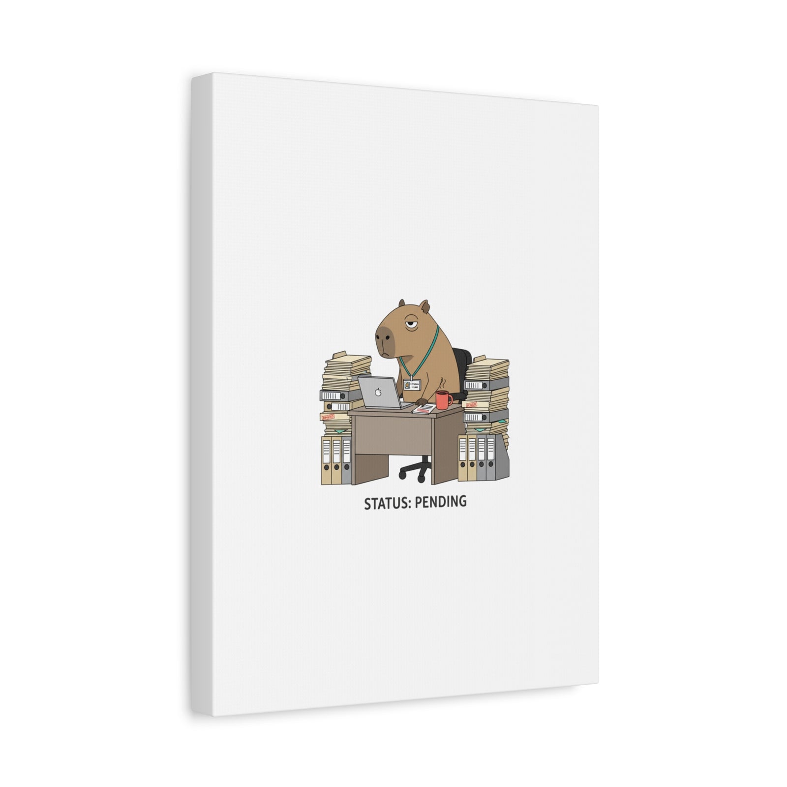 Status: Pending office capybara illustration Canvas | Unhinged Animal Bureaucracy, adulting animal art