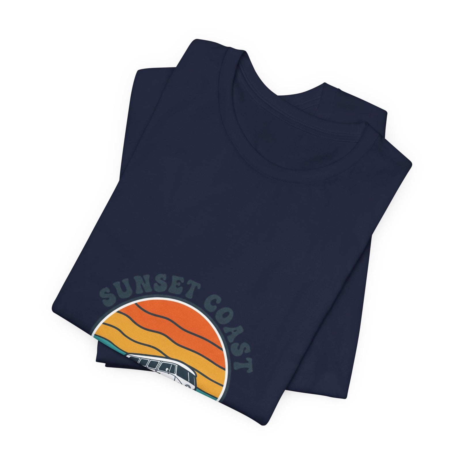 Sunset Coast Retro Surf Graphic Tee | 70s Sunset Shirt, Vintage Palm Postcard