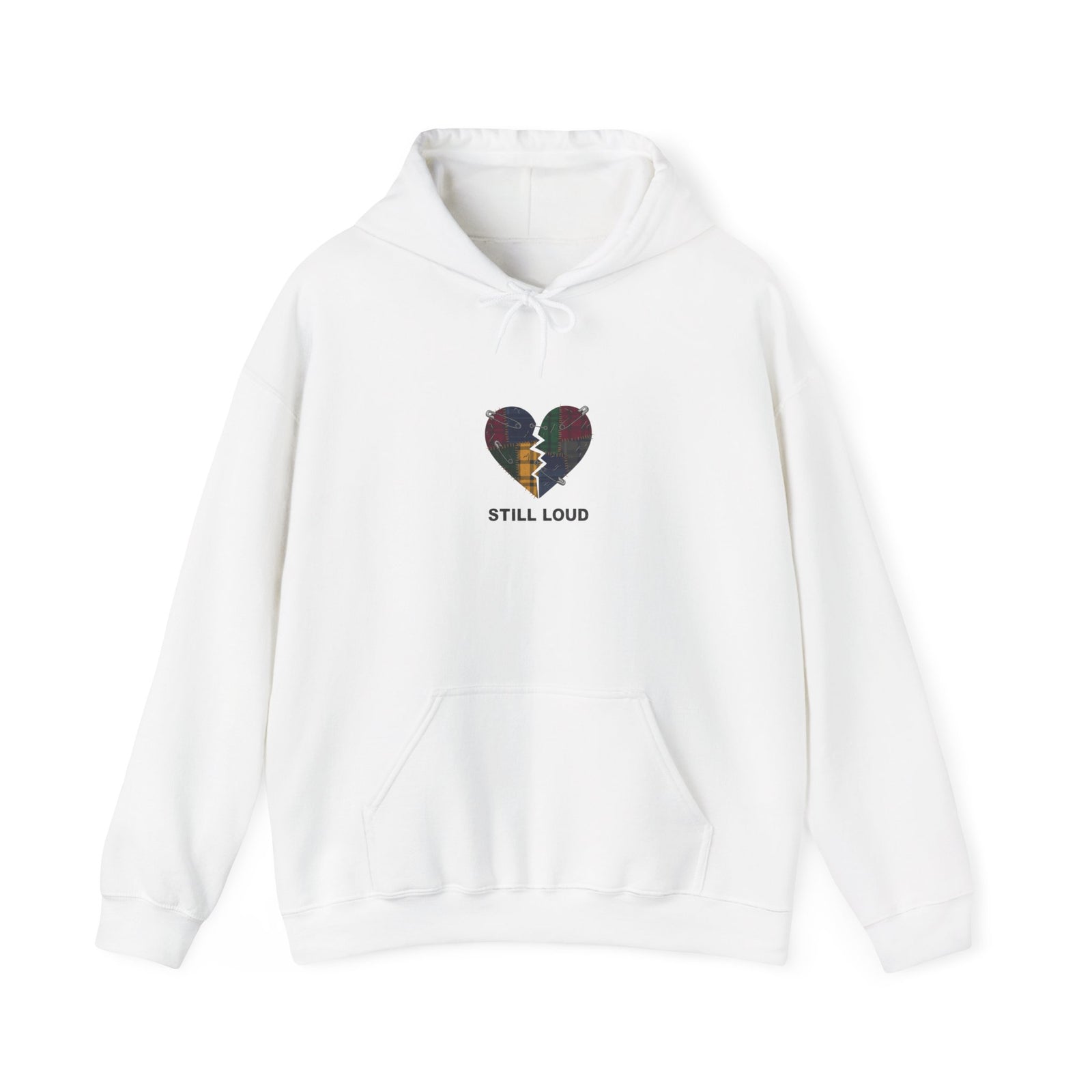 Still Loud Broken Heart Hoodie | grunge revival, plaid patchwork