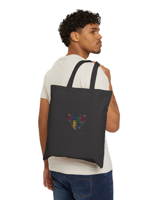 Load image into Gallery viewer, Still Loud Heart Tote | Grunge Plaid Patchwork, 90s Rock Revival
