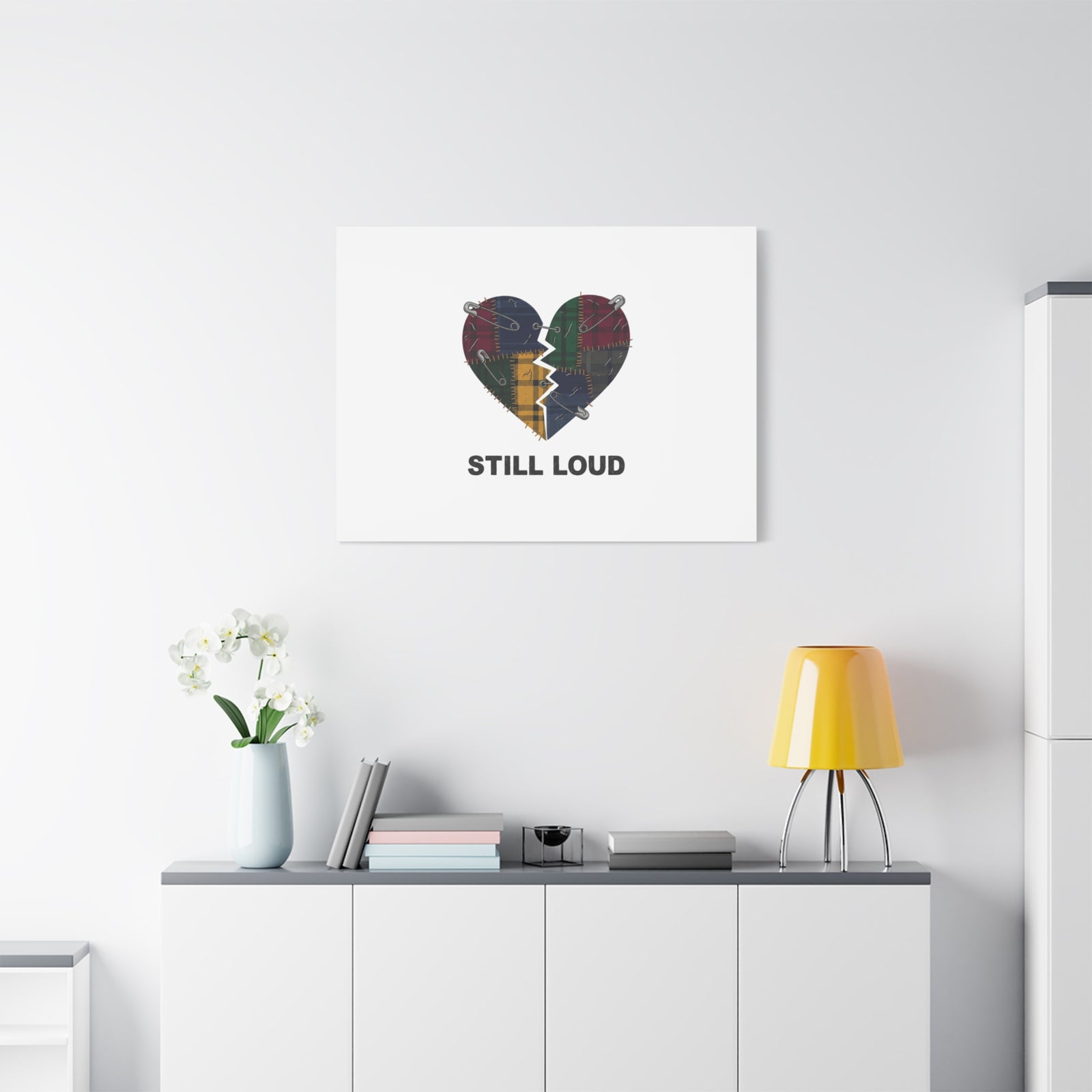 Plaid Patchwork Heart Canvas | Grunge Revival 90s Punk Wall Art