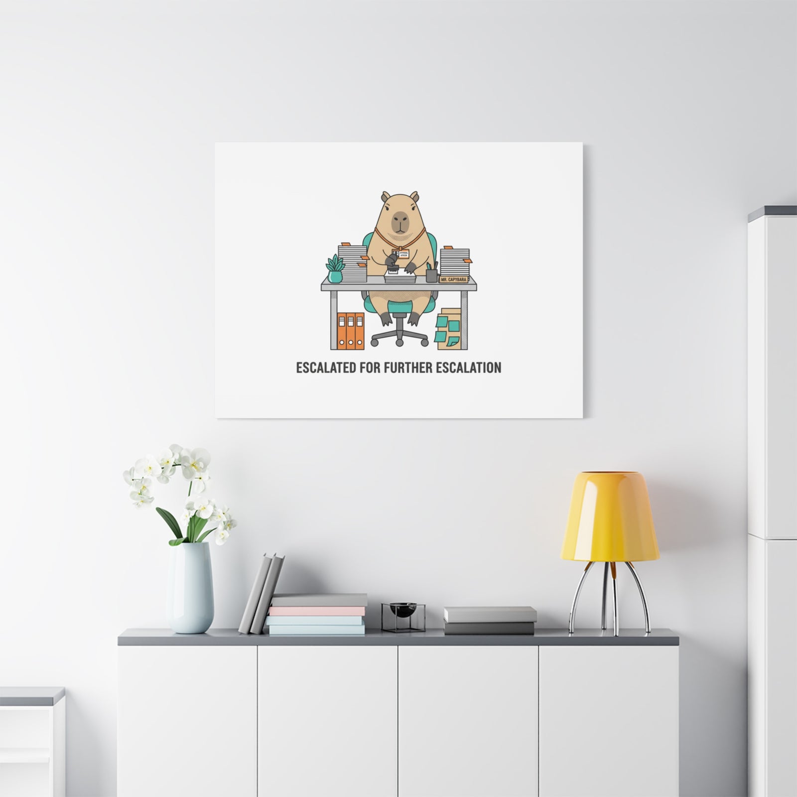 Escalated for Further Escalation Canvas | Unhinged Animal Bureaucracy, Office Animal Illustration