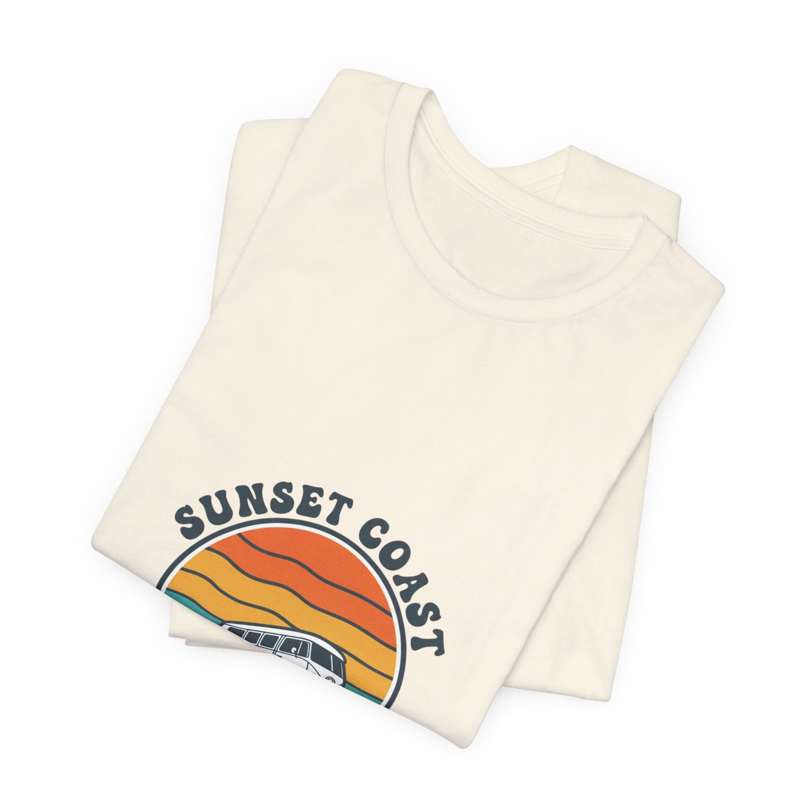 Sunset Coast Retro Surf Graphic Tee | 70s Sunset Shirt, Vintage Palm Postcard