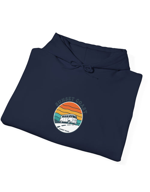 Load image into Gallery viewer, Sunset Coast Retro Surf Hoodie | 70s Sunset, Vintage Palm Graphic
