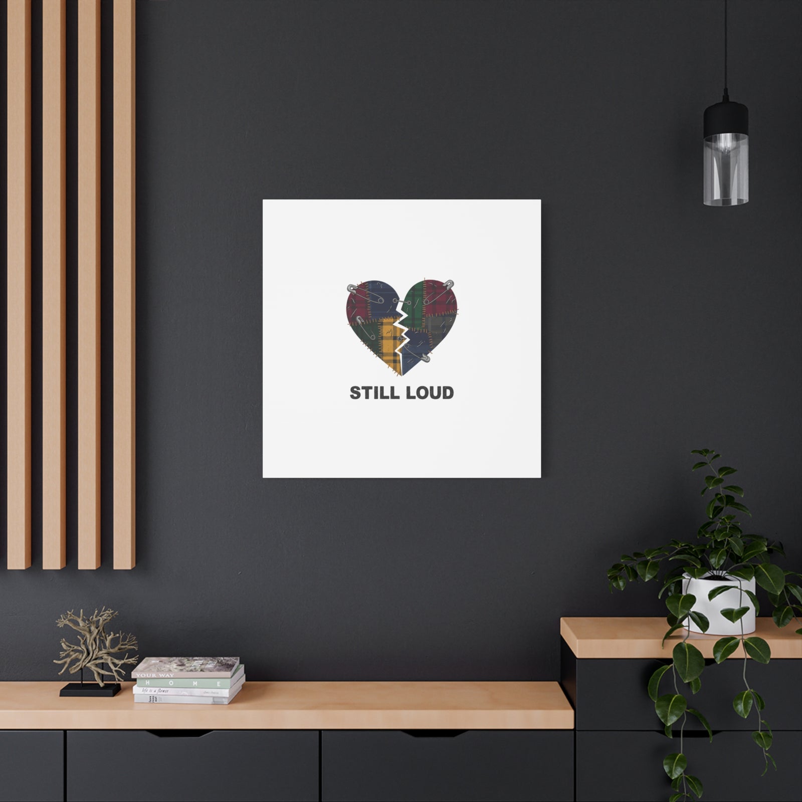 Plaid Patchwork Heart Canvas | Grunge Revival 90s Punk Wall Art