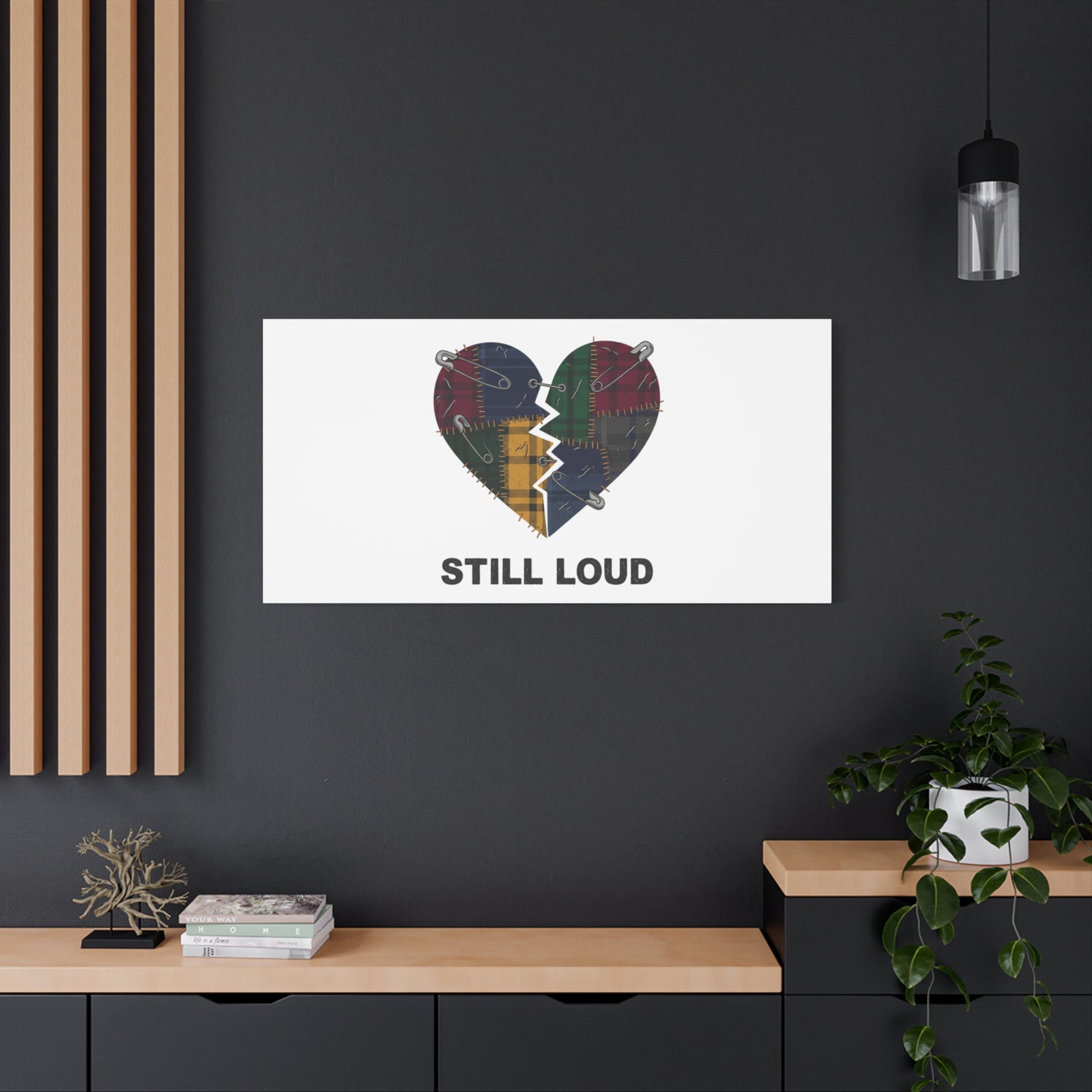 Plaid Patchwork Heart Canvas | Grunge Revival 90s Punk Wall Art