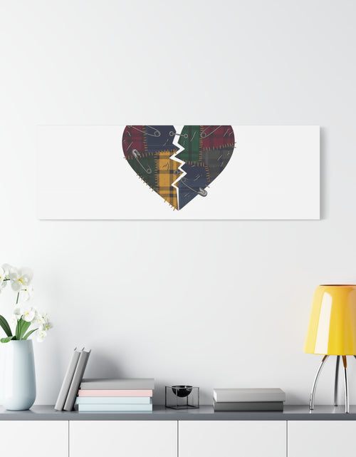 Load image into Gallery viewer, Plaid Patchwork Heart Canvas | Grunge Revival 90s Punk Wall Art
