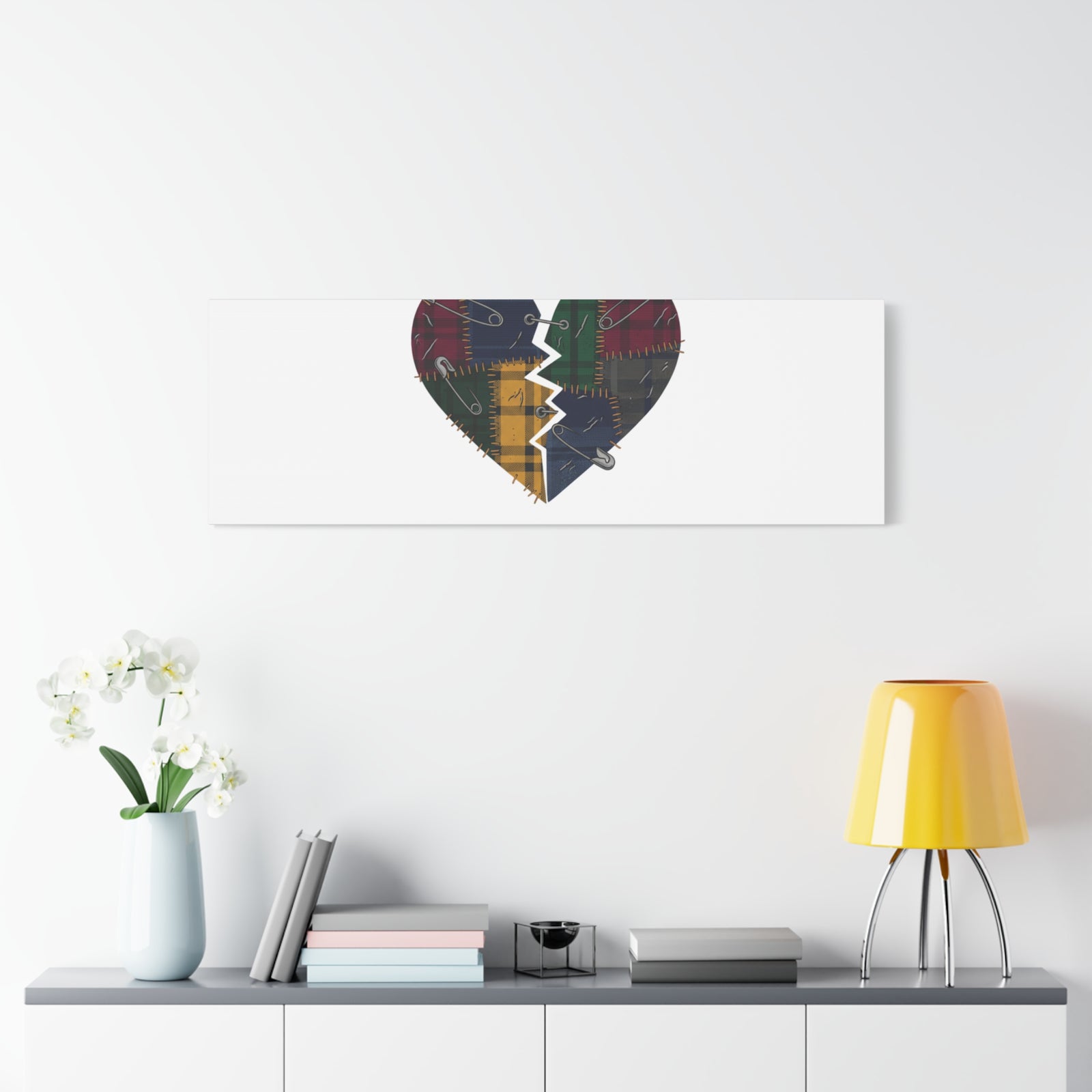 Plaid Patchwork Heart Canvas | Grunge Revival 90s Punk Wall Art