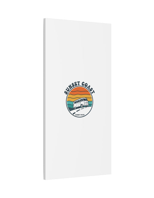 Load image into Gallery viewer, Sunset Coast Retro VW Bus Matte Canvas, 1970s Sunset Palm Poster | Vintage Surf Roadtrip
