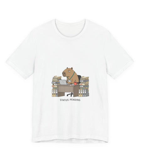 Status Pending Bear Desk Tee | Unhinged Animal Bureaucracy, office animal illustration